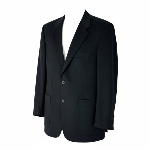 Banana Republic Men Blazer Jacket Sport Coat 44R Black Wool Blend Italy READ - Picture 1 of 12